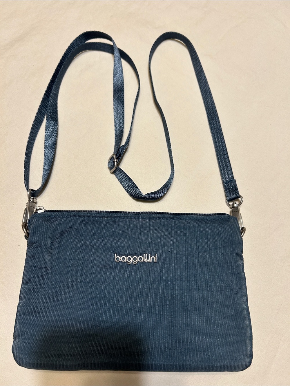 Baggallini Navy Blue Lightweight Crossbody with Silver Hardware